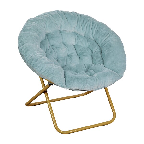 Flash Furniture Dusty AquaSoft Gold Faux Fur Folding Saucer Chair - FV-FMC-025-DTAQ-SGD-GG
