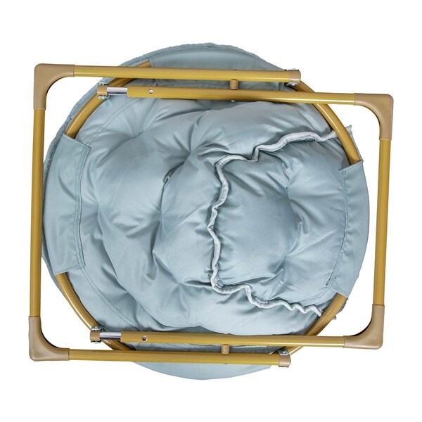 Flash Furniture Dusty AquaSoft Gold Faux Fur Folding Saucer Chair - FV-FMC-025-DTAQ-SGD-GG