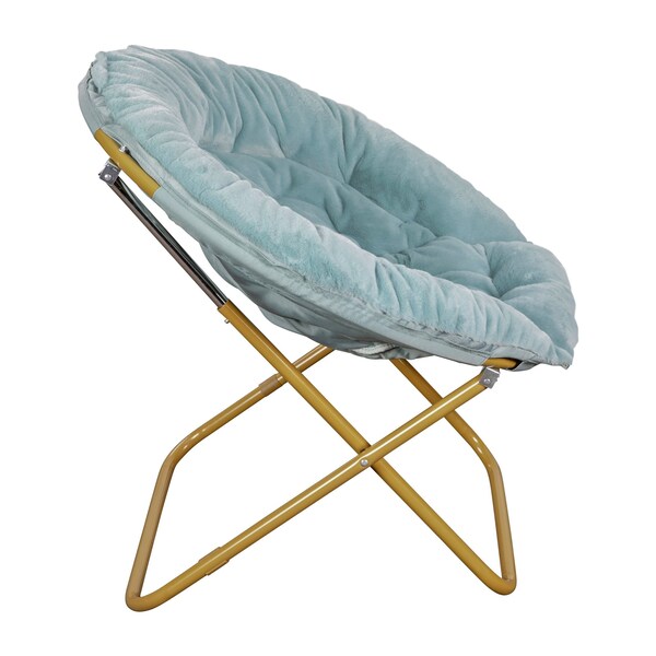 Flash Furniture Dusty AquaSoft Gold Faux Fur Folding Saucer Chair - FV-FMC-025-DTAQ-SGD-GG