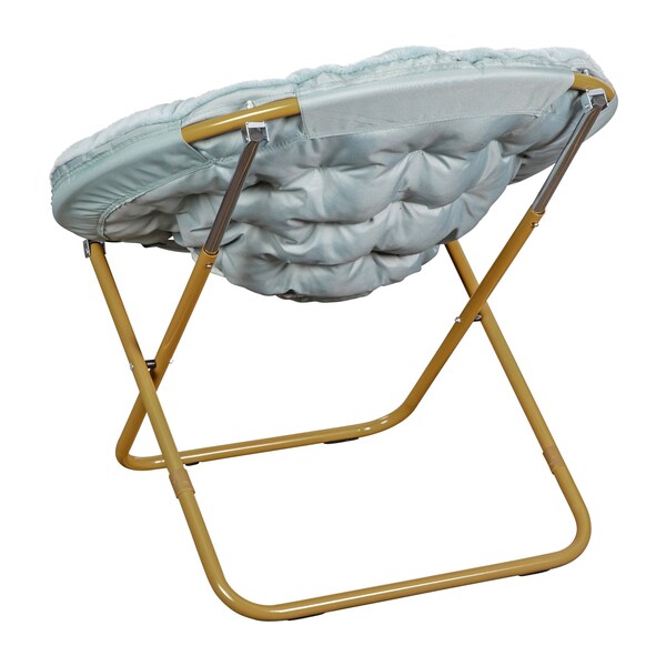 Flash Furniture Dusty AquaSoft Gold Faux Fur Folding Saucer Chair - FV-FMC-025-DTAQ-SGD-GG