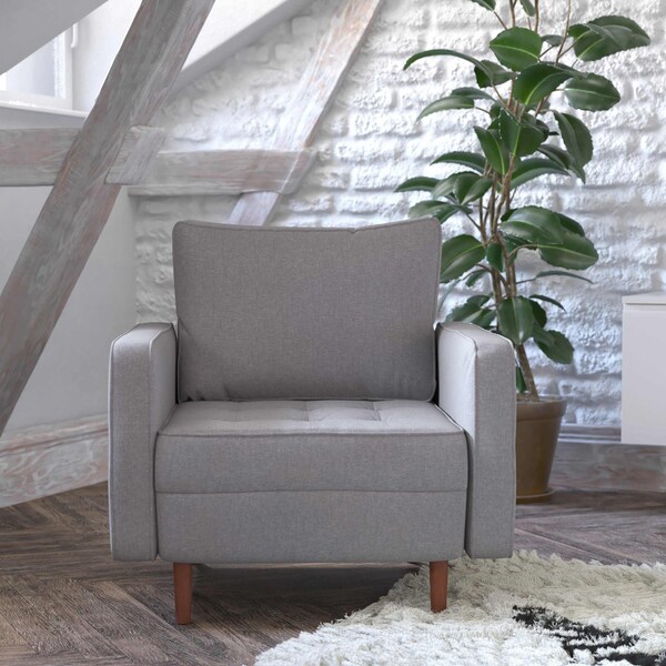 Flash Furniture Slate Gray Faux Linen Upholstered Tufted Chair - IS-PC100-GY-GG