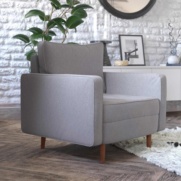 Flash Furniture Slate Gray Faux Linen Upholstered Tufted Chair - IS-PC100-GY-GG