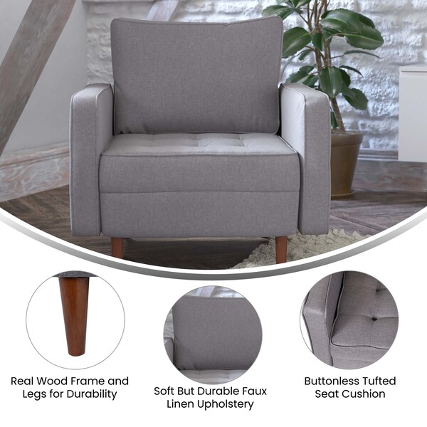 Flash Furniture Slate Gray Faux Linen Upholstered Tufted Chair - IS-PC100-GY-GG