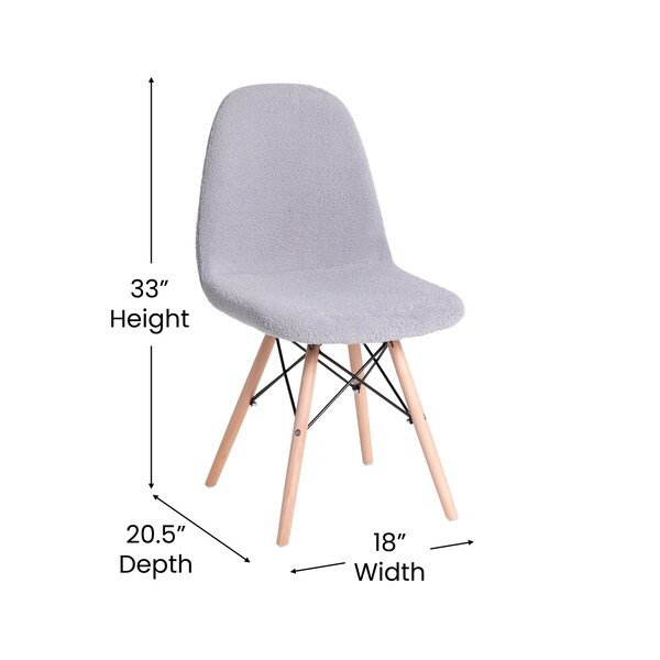 Flash Furniture Gray Faux Sherpa Accent Chair with Wood Legs - DL-10-GY-GG