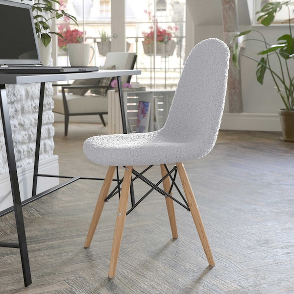 Flash Furniture Gray Faux Sherpa Accent Chair with Wood Legs - DL-10-GY-GG