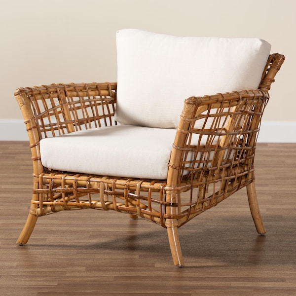 Bali & Pari Babette Modern Bohemian Natural Brown Rattan Arm Chair - 239-13481-ZORO