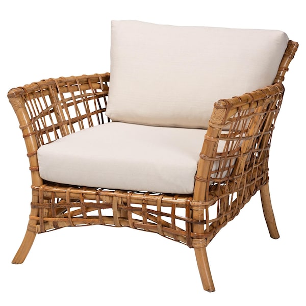 Bali & Pari Babette Modern Bohemian Natural Brown Rattan Arm Chair - 239-13481-ZORO
