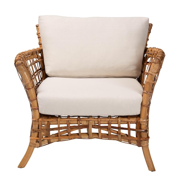 Bali & Pari Babette Modern Bohemian Natural Brown Rattan Arm Chair - 239-13481-ZORO