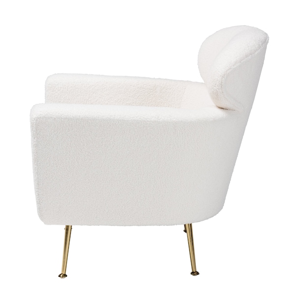 Baxton Studio Fantasia Modern and Contemporary Ivory Boucle Upholstered and Gold Metal Armchair - 220-12862-ZORO