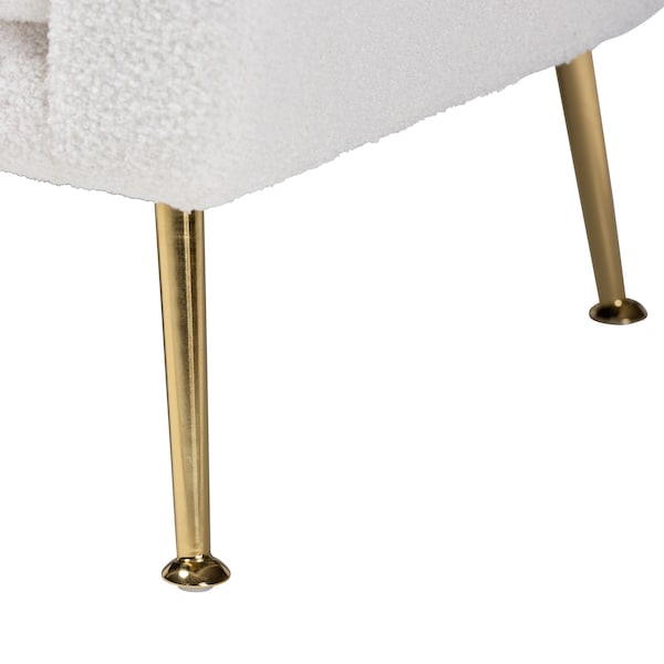 Baxton Studio Fantasia Modern and Contemporary Ivory Boucle Upholstered and Gold Metal Armchair - 220-12862-ZORO