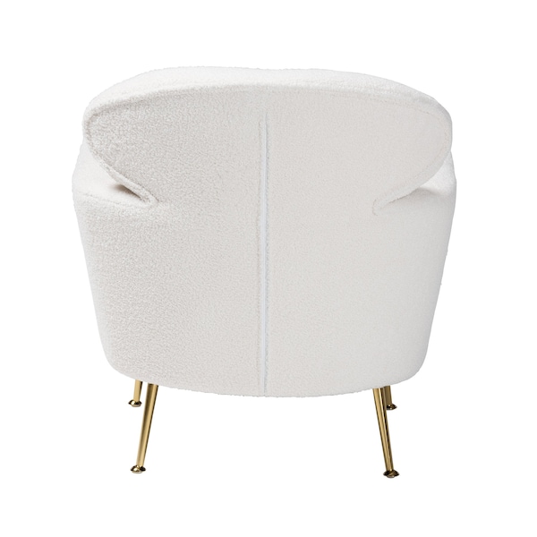 Baxton Studio Fantasia Modern and Contemporary Ivory Boucle Upholstered and Gold Metal Armchair - 220-12862-ZORO