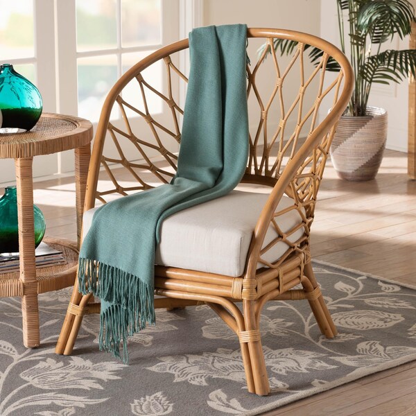 Bali & Pari Emmeline Bohemian Honey Rattan Accent Chair - 245-13640-ZORO
