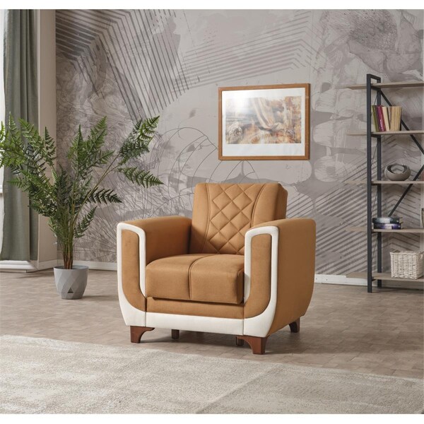 Furnia 35 x 39 x 43 in. Berre Living Room Armchair, Brown - MD-10DZ-BER-DZ202-1