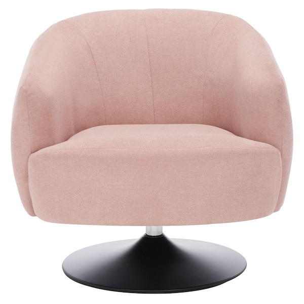 Safavieh 31 x 32.7 x 33.5 in. Ezro Upholstered Accent Chair with Blush Fabric & Black Legs - ACH5105C