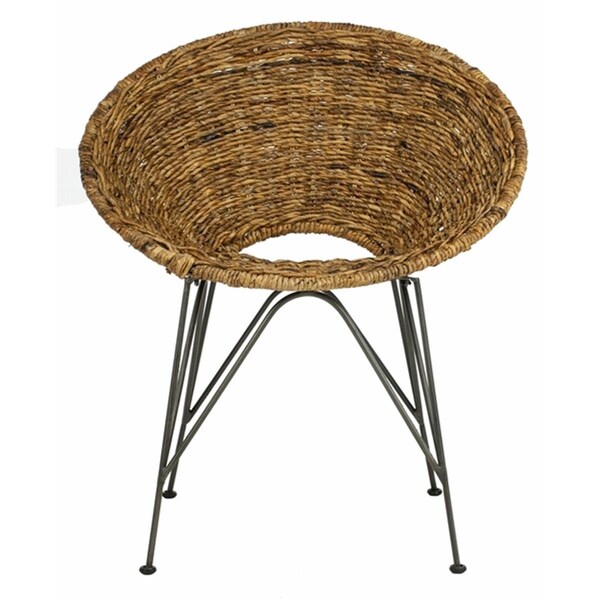 Safavieh Sierra Rattan Accent Chair, Natural & Dark Steel - 24 H x 31.9 x 28 in. - ACH6501B