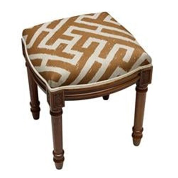 123 Creations Caramel Lattice Upholstered Wooden Vanity Stool, Wood Stain - FS069XXCA