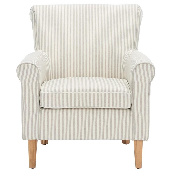 Safavieh 30 x 32.8 x 32.4 in. Hazina Chair, Beige Stripe - MCR1002E