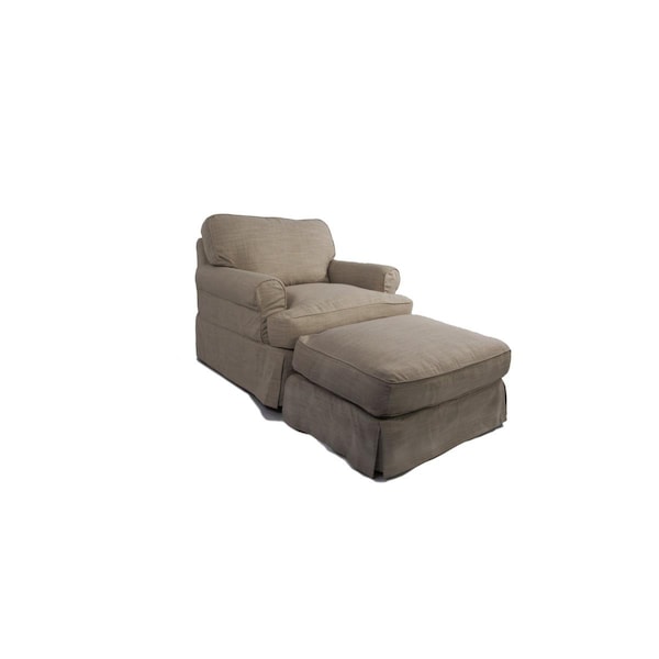 Sunset Trading 18 x 33 x 25 in. Horizon Slipcovered Chair & Ottoman in Linen - SU-117620-30-466082