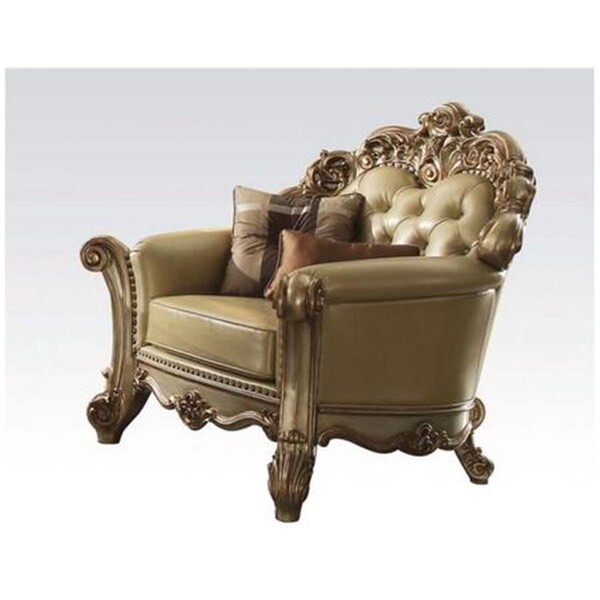 Gfancy Fixtures 48 x 42 x 47 in. Bone Polyurethane Chair with 2 Pillows - GF3089047