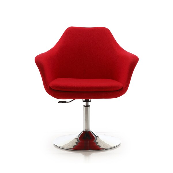 Manhattan Comfort Kinsey Adjustable Height Swivel Accent Chair in Red and Polished Chrome - AC039-RD