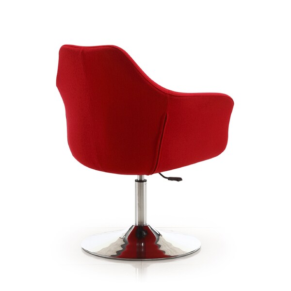 Manhattan Comfort Kinsey Adjustable Height Swivel Accent Chair in Red and Polished Chrome - AC039-RD