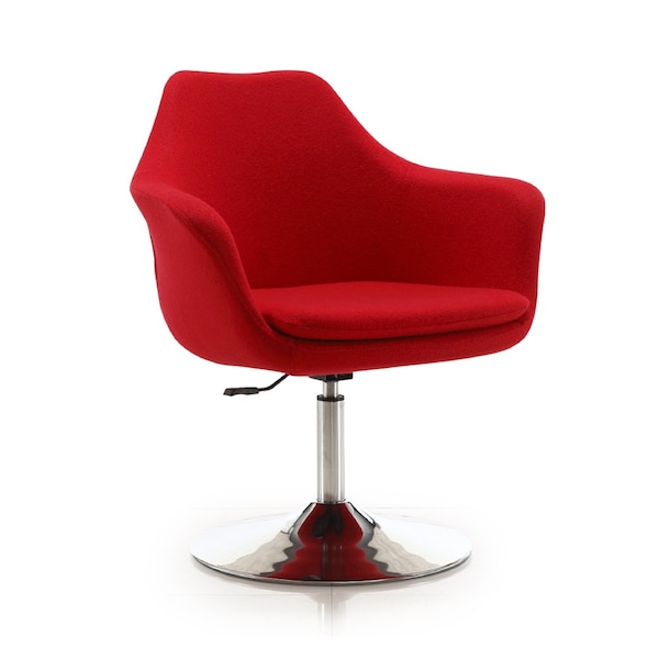 Manhattan Comfort Kinsey Adjustable Height Swivel Accent Chair in Red and Polished Chrome - AC039-RD