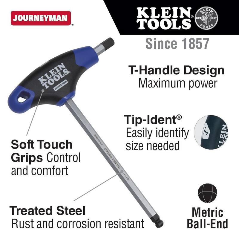 Llave Allen en T de mango en forma de T con extremo de bola de 8 mm de Journeyman, de Klein Tools