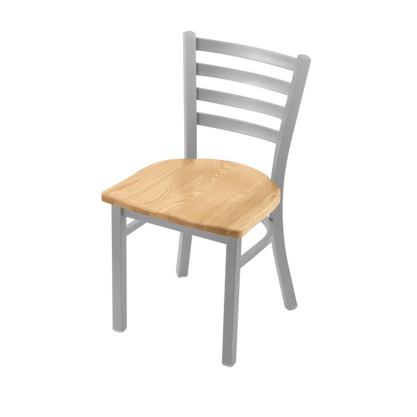 Holland Bar Stool Co 400 Jackie 18" Chair with Anodized Nickel Finish and Natural Oak Seat - 40018ANNATOAK