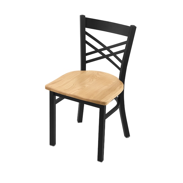 Holland Bar Stool Co 620 Catalina 18" Chair with Black Wrinkle Finish and Natural Oak Seat - 62018BWNATOAK