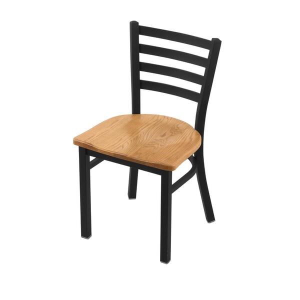 Holland Bar Stool Co 400 Jackie 18" Chair with Black Wrinkle Finish and Medium Oak Seat - 40018BWMEDOAK