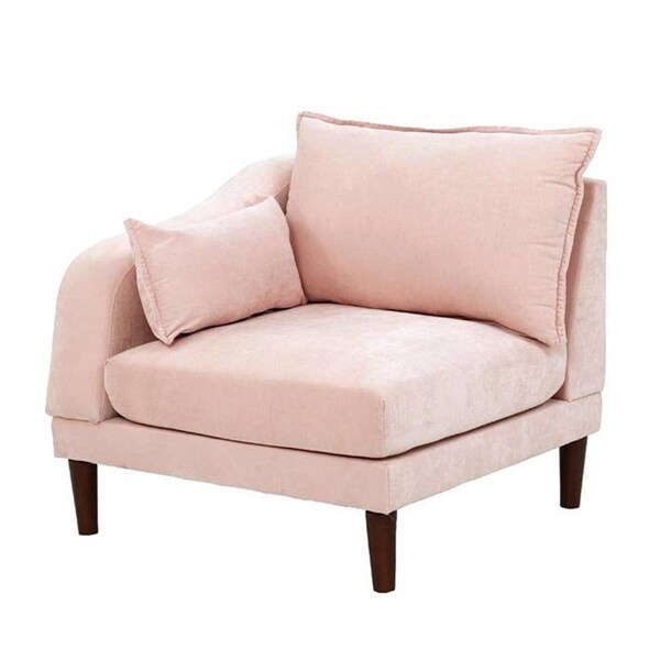 Benjara 33 in. Rio 2 Lumbar Cushions Modular Single Arm Corner Chair, Blush Pink - BM284322