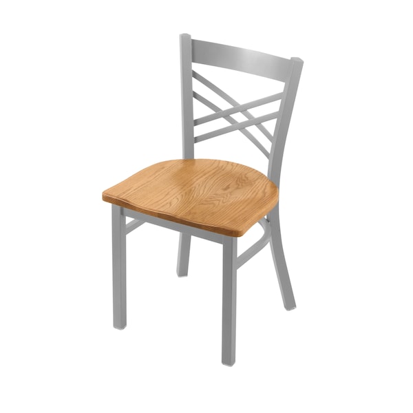 Holland Bar Stool Co 620 Catalina 18" Chair with Anodized Nickel Finish and Medium Oak Seat - 62018ANMEDOAK