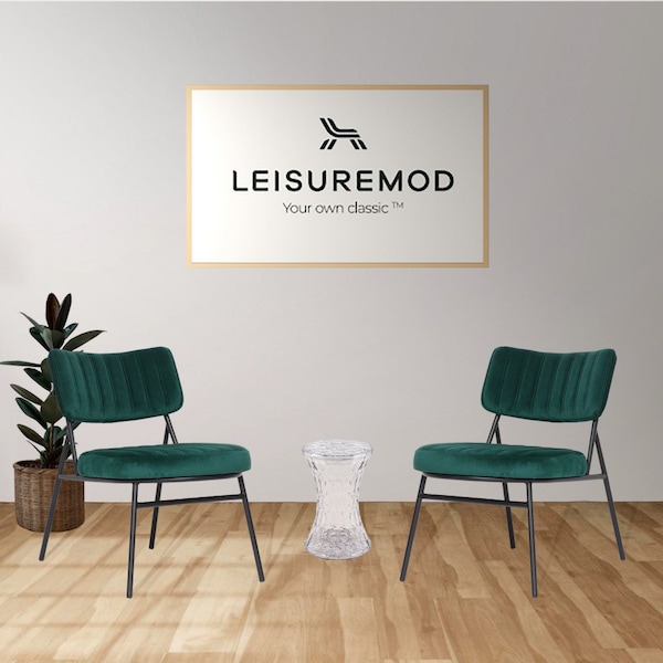 Leisuremod Marilane Velvet Accent Chair with Metal Frame, Emerald Green, 2PK - MA29G2