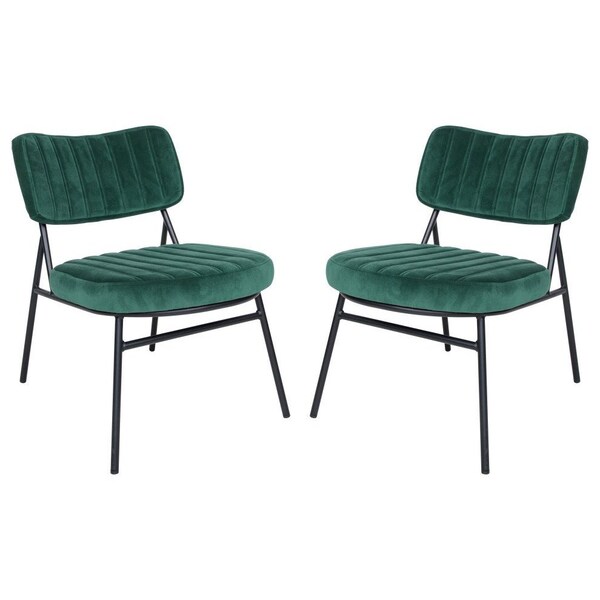 Leisuremod Marilane Velvet Accent Chair with Metal Frame, Emerald Green, 2PK - MA29G2