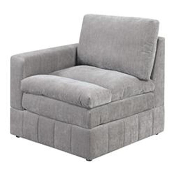 Benjara 33 in. Luna Triple Plush Cushioned Seat Modular 1 Arm Corner Chair, Light Gray - BM284328