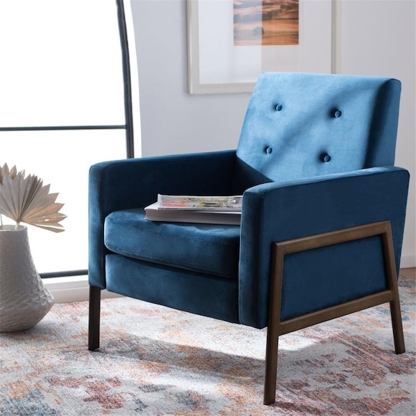 Safavieh Roald Accent Sofa Chair, Prussian Blue & Antique Coffee - ACH6209A