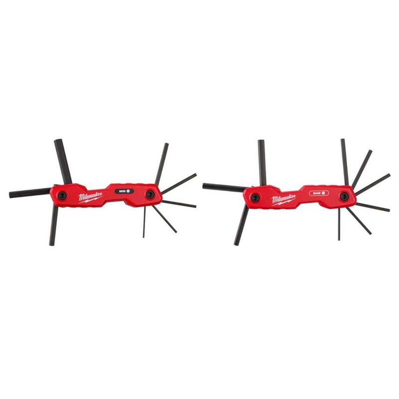 Juego de Llaves Hexagonales Métricas Plegables Milwaukee con Juego de Llaves Hexagonales SAE Plegables (17 piezas) - 48-22-2182-48-22-2181