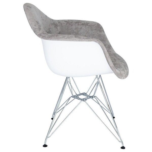Leisuremod Willow Velvet Eiffel Metal Base Accent Chair, Cloudy Gray, 2PK - WM24VGR2