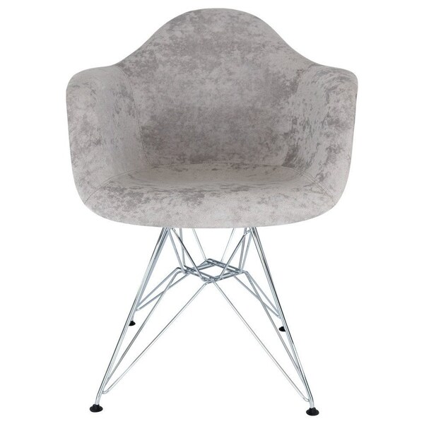 Leisuremod Willow Velvet Eiffel Metal Base Accent Chair, Cloudy Gray, 2PK - WM24VGR2