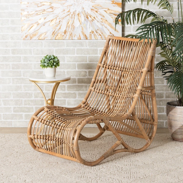 Baxton Studio Genera Modern Bohemian Natural Rattan Lounge Chair - 217-12709-ZORO