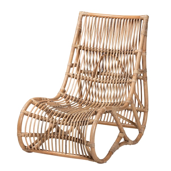 Baxton Studio Genera Modern Bohemian Natural Rattan Lounge Chair - 217-12709-ZORO