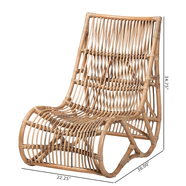 Baxton Studio Genera Modern Bohemian Natural Rattan Lounge Chair - 217-12709-ZORO