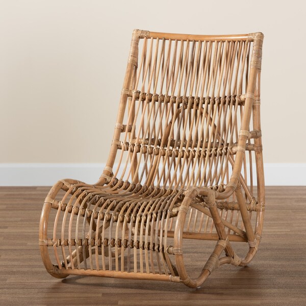 Baxton Studio Genera Modern Bohemian Natural Rattan Lounge Chair - 217-12709-ZORO