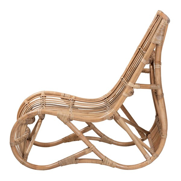 Baxton Studio Genera Modern Bohemian Natural Rattan Lounge Chair - 217-12709-ZORO