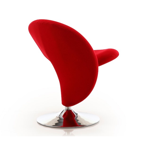 Manhattan Comfort Curl Swivel Accent Chair in Red and Polished Chrome - AC040-RD