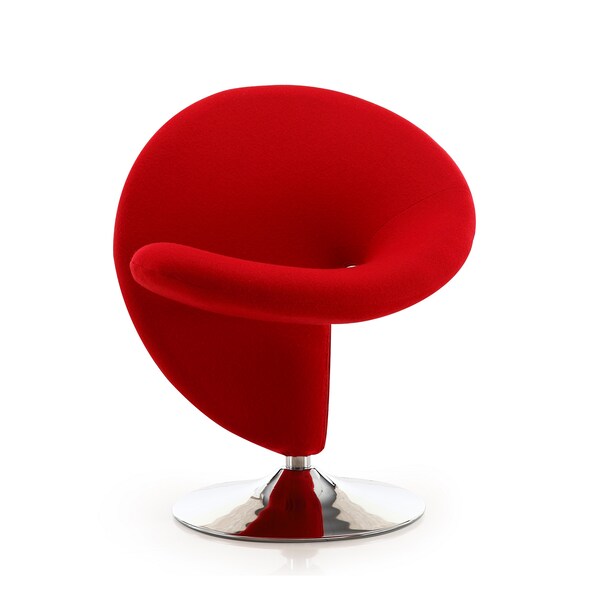 Manhattan Comfort Curl Swivel Accent Chair in Red and Polished Chrome - AC040-RD