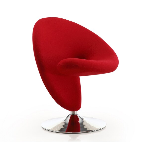 Manhattan Comfort Curl Swivel Accent Chair in Red and Polished Chrome - AC040-RD