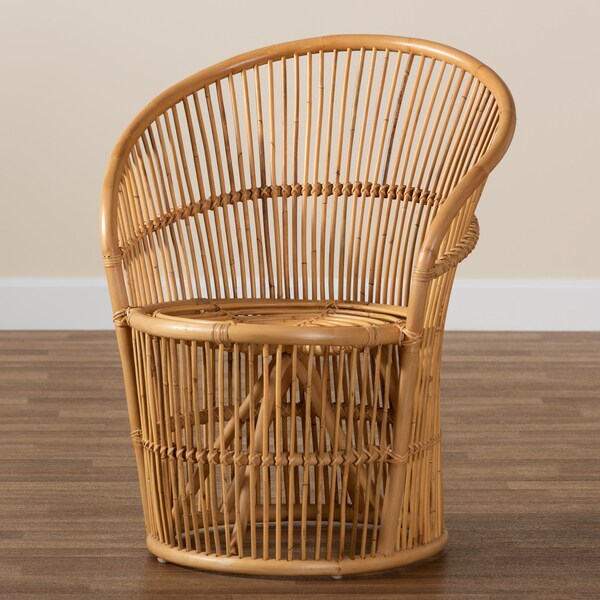 Baxton Studio Narva Modern Bohemian Natural Brown Rattan Accent Chair - 211-12766-ZORO
