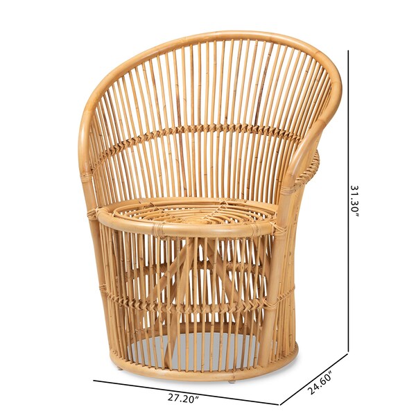 Baxton Studio Narva Modern Bohemian Natural Brown Rattan Accent Chair - 211-12766-ZORO