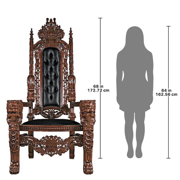 Design Toscano The Lord Raffles Leather Lion Throne Chair - AF51207